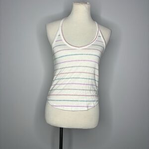 Pacsun- White Tank Top w/Purple, Blue, Pink Stripes